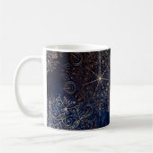 Elegantes Gold- und Dark Blue Floral Mandala Muste Kaffeetasse (Links)