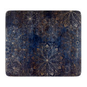 Elegantes Gold- und Dark Blue Floral Mandala Muste Schneidebrett (Vorderseite)