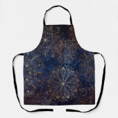 Elegantes Gold- und Dark Blue Floral Mandala Muste Schürze (Vorderseite)