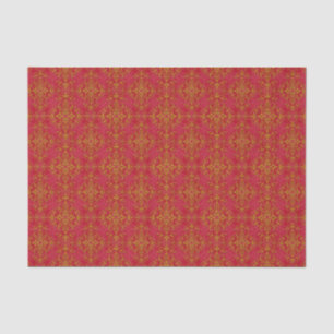 Elegantes Gold- und Deep Pink-Floral Damask Muster Seidenpapier