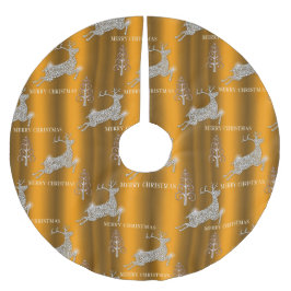 Elegantes Gold und Diamond Rentier Gold Weihnachte Polyester Weihnachtsbaumdecke