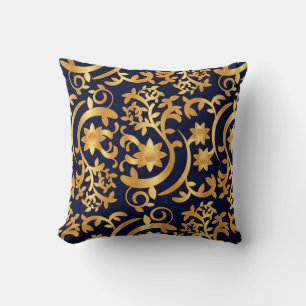 Elegantes Gold und Dunkelblau Kissen