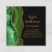 Elegantes Gold und dunkelgrünes Agate Quadratische Visitenkarte (Rückseite)