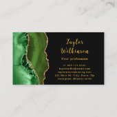 Elegantes Gold und dunkelgrünes Agate Visitenkarte (Rückseite)