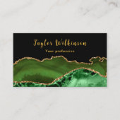 Elegantes Gold und dunkelgrünes Agate Visitenkarte (Vorderseite)