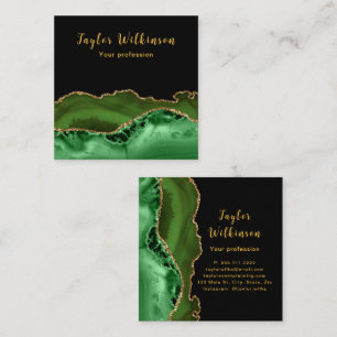 Elegantes Gold und dunkler Achat Quadratische Visitenkarte