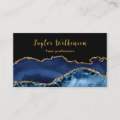 Elegantes Gold und dunkles Blue Agate Visitenkarte (Vorderseite)
