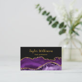 Elegantes Gold und dunkles Lila Agate Visitenkarte (Stehend Vorderseite)