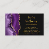 Elegantes Gold und dunkles Lila Agate Visitenkarte (Rückseite)