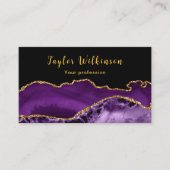 Elegantes Gold und dunkles Lila Agate Visitenkarte (Vorderseite)