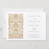 Elegantes Gold und Elfenbeinflora Save the Date Einladung (Vorderseite)