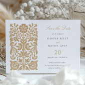 Elegantes Gold und Elfenbeinflora Save the Date Einladung
