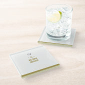 Elegantes Gold- und Grau-Monogramm I Minimalistisc Glasuntersetzer (Schrägansicht)