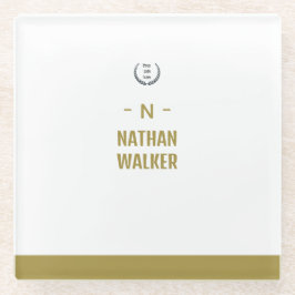 Elegantes Gold- und Grau-Monogramm I Minimalistisc Glasuntersetzer