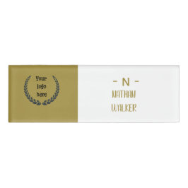 Elegantes Gold- und Grau-Monogramm I Minimalistisc Namenschild