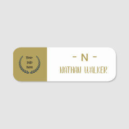 Elegantes Gold- und Grau-Monogramm I Minimalistisc Namensschild