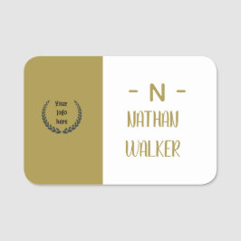 Elegantes Gold- und Grau-Monogramm I Minimalistisc Namensschild