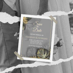 Elegantes Gold und Gray Botanisch, tropisch Einladung