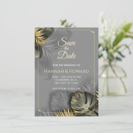 Elegantes Gold und Gray Botanisch, tropisch Einladung