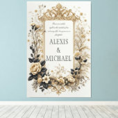 Elegantes Gold und Gray Floral Leinwanddruck (Insitu (Holzboden))