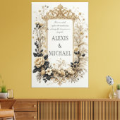 Elegantes Gold und Gray Floral Leinwanddruck (Insitu (Wohnzimmer))