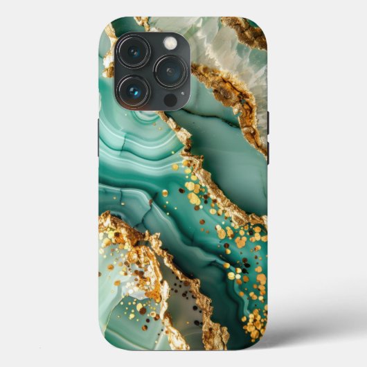Elegantes Gold und grüner Marmor Case-Mate iPhone Hülle (Rückseite)