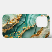 Elegantes Gold und grüner Marmor Case-Mate iPhone Hülle (Rückseite (Horizontal))