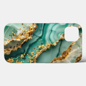 Elegantes Gold und grüner Marmor Case-Mate iPhone Hülle (Rückseite (Horizontal))