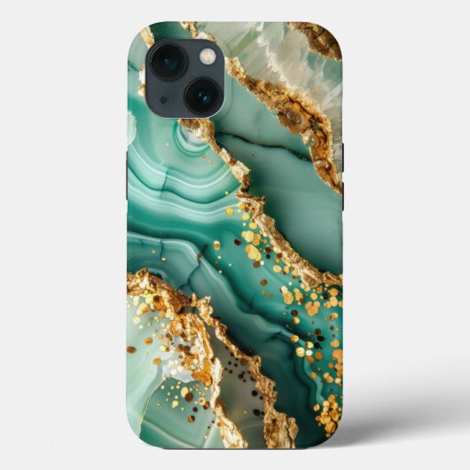 Elegantes Gold und grüner Marmor Case-Mate iPhone Hülle (Rückseite)