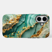 Elegantes Gold und grüner Marmor Case-Mate iPhone Hülle (Rückseite (Horizontal))