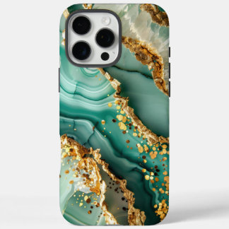 Elegantes Gold und grüner Marmor iPhone 16 Pro Max Hülle