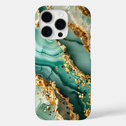 Elegantes Gold und grüner Marmor Case-Mate iPhone Hülle (Rückseite)