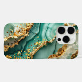 Elegantes Gold und grüner Marmor Case-Mate iPhone Hülle (Rückseite (Horizontal))