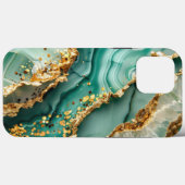 Elegantes Gold und grüner Marmor Case-Mate iPhone Hülle (Rückseite (Horizontal))
