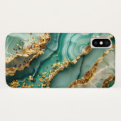 Elegantes Gold und grüner Marmor Case-Mate iPhone Hülle (Rückseite (Horizontal))