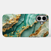 Elegantes Gold und grüner Marmor Case-Mate iPhone Hülle (Rückseite (Horizontal))