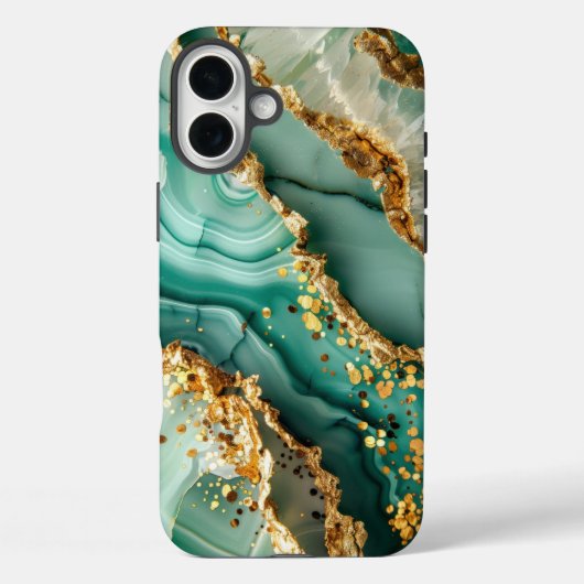 Elegantes Gold und grüner Marmor Case-Mate iPhone Hülle (Rückseite)