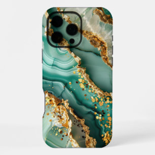 Elegantes Gold und grüner Marmor iPhone 16 Pro Max Hülle