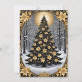 Elegantes Gold und grüner Weihnachtsbaum Einladung (Vorderseite)