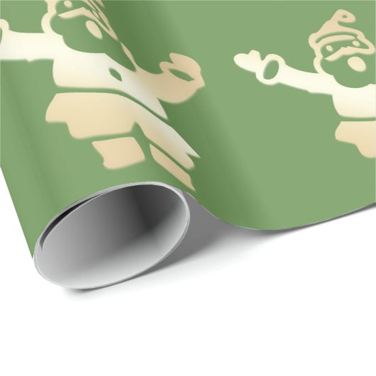 Elegantes Gold und grünes Weihnachtsmuster Geschenkpapier (Rolleneckpunkt)