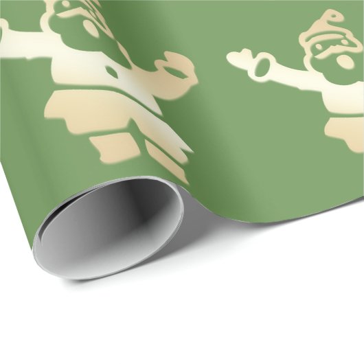 Elegantes Gold und grünes Weihnachtsmuster Geschenkpapier (Rolleneckpunkt)