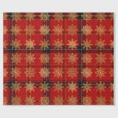 Elegantes Gold- und Kariertes Schneeflockenmuster Geschenkpapier (Flach)