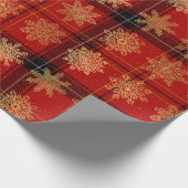Elegantes Gold- und Kariertes Schneeflockenmuster Geschenkpapier (Ecke)