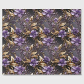 Elegantes Gold und Lila botanisches Blumenfestival Geschenkpapier (Flach)