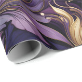 Elegantes Gold und Lila botanisches Blumenfestival Geschenkpapier (Rolleneckpunkt)