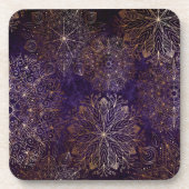 Elegantes Gold und Lila Mandala-Muster Getränkeuntersetzer (Vorderseite)