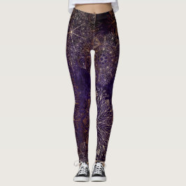 Elegantes Gold und Lila Mandala-Muster Leggings