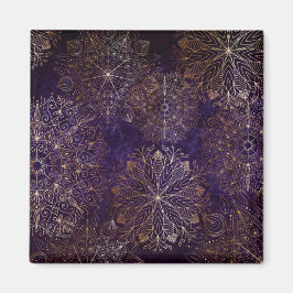 Elegantes Gold und Lila Mandala-Muster Magnet