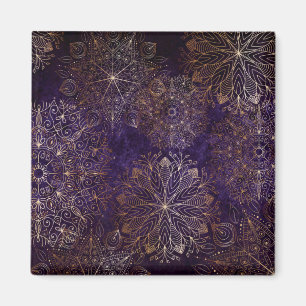 Elegantes Gold und Lila Mandala-Muster Magnet