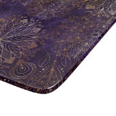 Elegantes Gold und Lila Mandala-Muster Schneidebrett (Ecke)